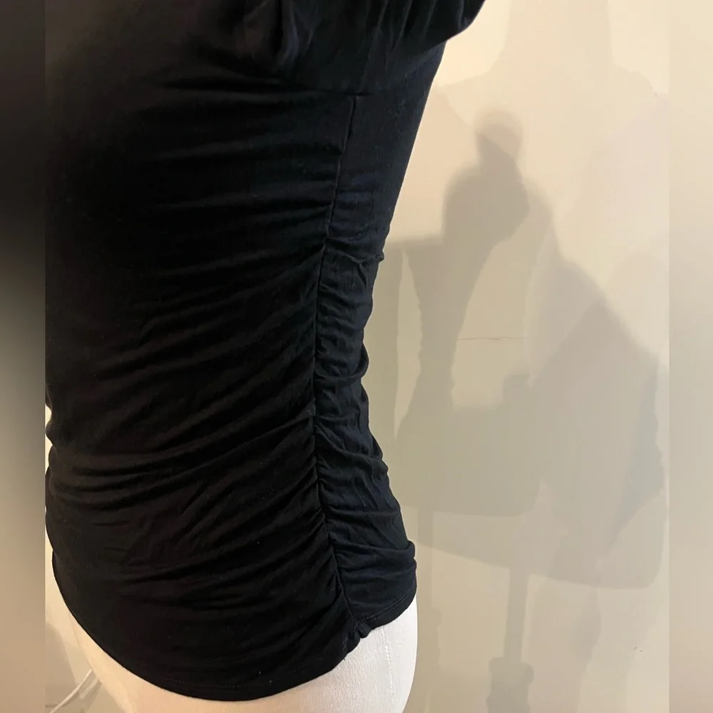 Wasabi + Mint Elegant Black Long Sleeve Ruched Women's Top Size Small - Picture 3 of 10